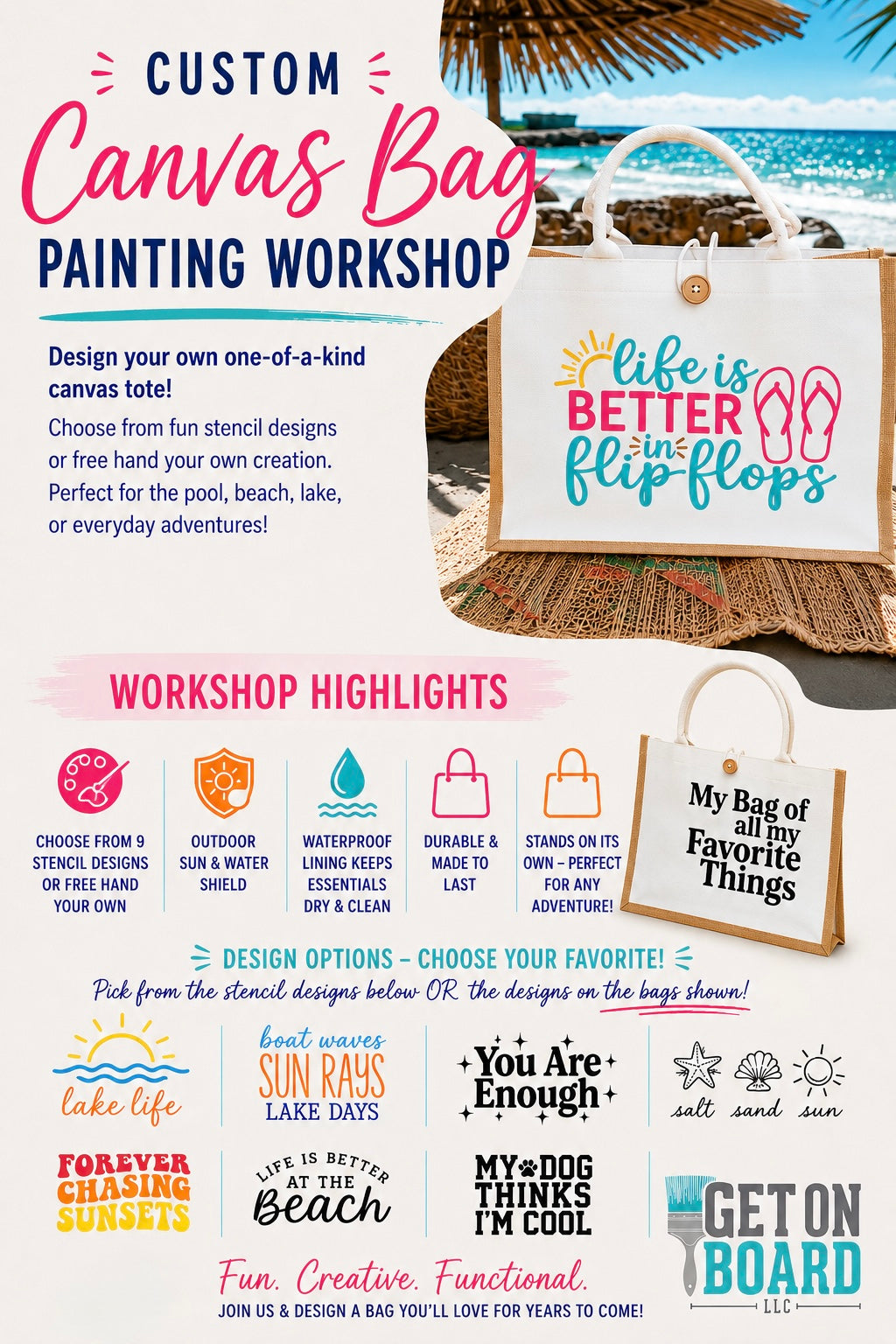 Tuesday, 6/16 @6:30pm Canvas Bag Painting Workshop