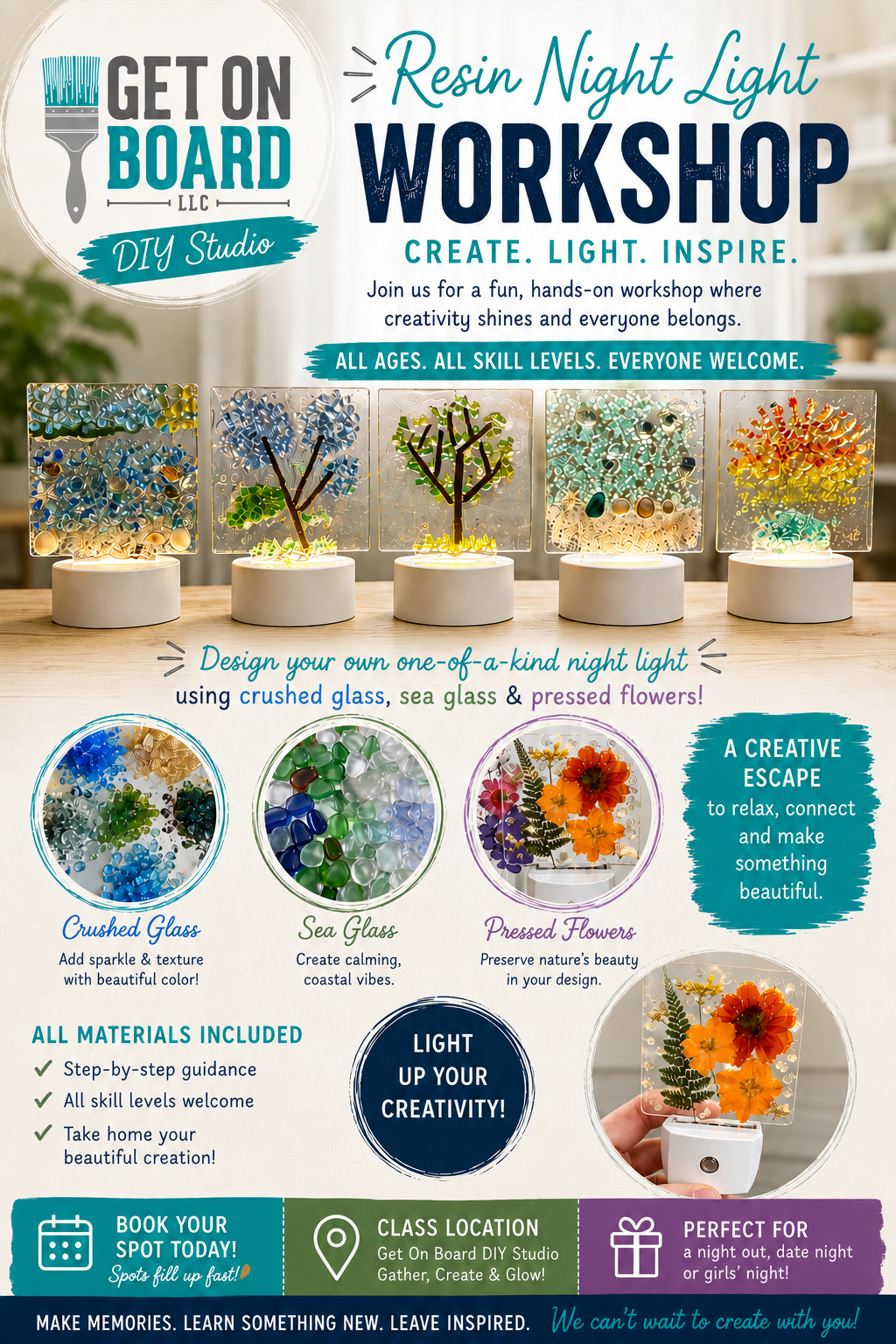 Tuesday, 7/7 @ 6:30pm Resin Night Light Workshop