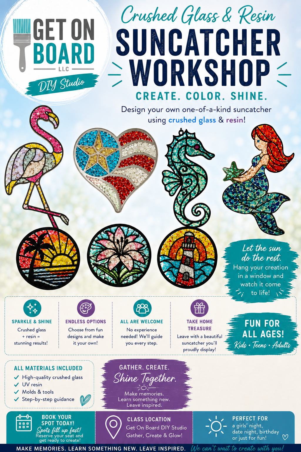 Thursday, 7/9 @ 6:30pm  Suncatcher Workshop